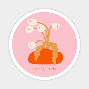 Modern illustration with flowers in vase and positive quote. Magnet